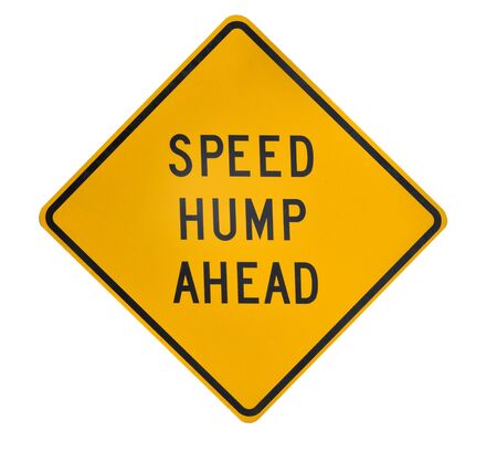 Road sign speed hump ahead on yellow dimomnd square