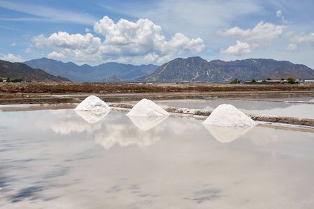 Salt making field, Ninh Thuan, Vietnamの写真素材