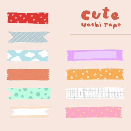 Cute Paint Washi Tape Kawaii Hand Drawn Vectorのイラスト素材