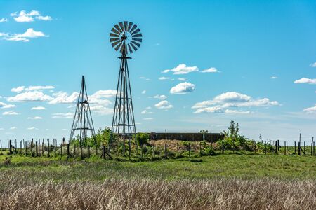 Windmill and blue sky background.の写真素材