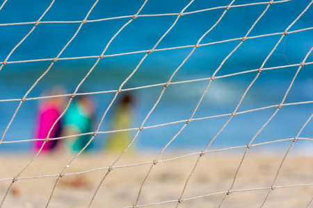 Net on the beach with unfocused backgroundの写真素材