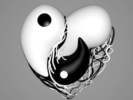 Ying Yang Heartの写真素材