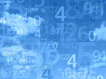 blue dream sky numbers background illustrationの写真素材