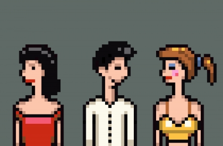 marital marriage infidelity betrayal retro pixel clipart illustrationの写真素材
