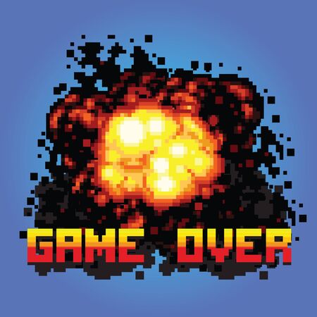 game over boom message pixel art vector illustrationのイラスト素材