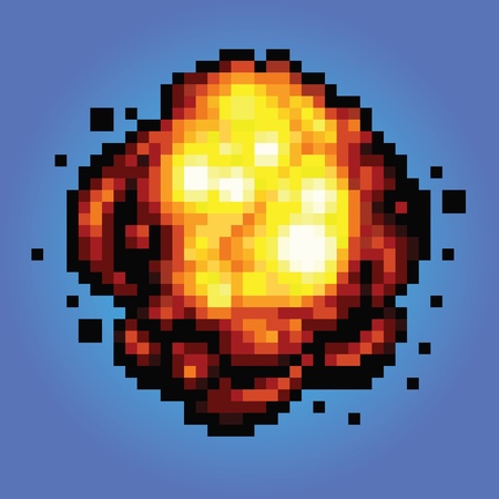 bang explosion pixel art game style retro illustrationのイラスト素材