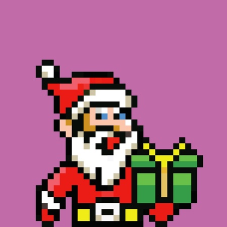 simple santa claus avatar - retro pixel art vector illustrationのイラスト素材