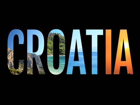Croatia sign conceptual image illustration black backgroundの写真素材