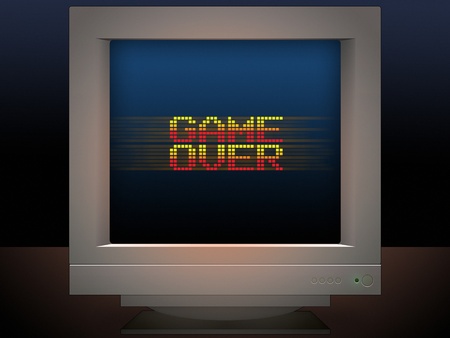 game over message retro video game style illustrationの写真素材