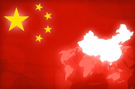 China Map and Flag on a world globe news background illustrationの写真素材