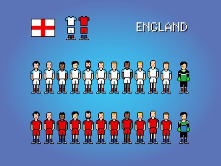 England football soccer player uniform pixel art game illustrationのイラスト素材