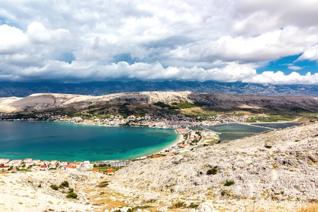 Landscape of Town of Pag, Pag island, Croatiaの写真素材