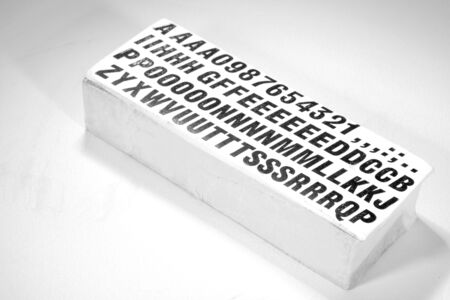 Metal type blocks, used for letterpress printing.の写真素材