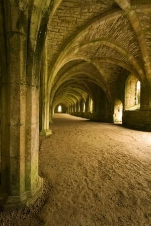 Vaulted ceilings in Fountains Abbey in North Yorkshire, shot with natural lighting from Tripod with 10-20mm lens.
Old broken down abbey and surounding grounds. Ancient Gothic archesの写真素材