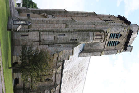 Beautiful Vintage Stone Church with articulate Cathederal Entrance Doorの写真素材
