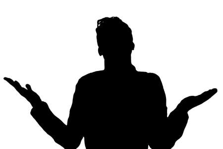 Don't know, Man Shrugging silhouetteの写真素材