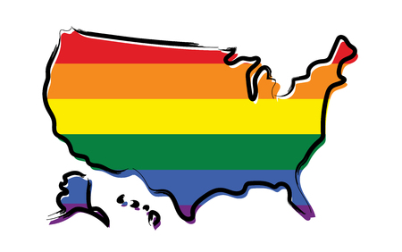Sketch map of USA with pride colorsのイラスト素材