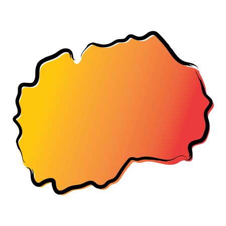 Stylized yellow red gradient sketch map of North Macedoniaのイラスト素材