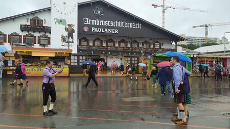Munich, Germany, september 23, 2019: Armbrustschutzenzelt in Oktoberfest 2019 in Theresienwiese area, Munich, Germanyのeditorial素材