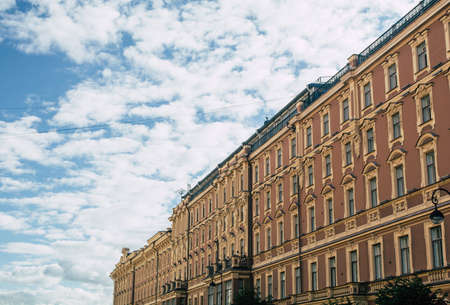 Building against a cloudy skyの写真素材