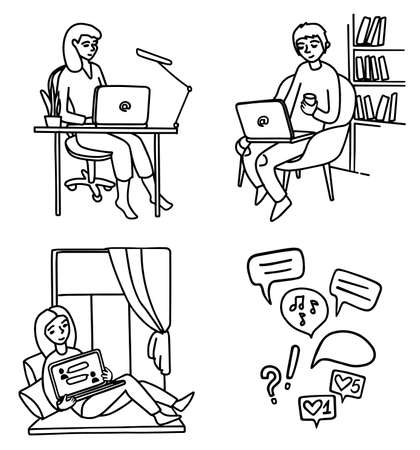 Man with laptopのイラスト素材