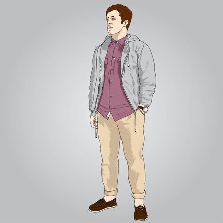 Illustration of men in casual clothingのイラスト素材