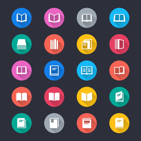 Book simple color iconsのイラスト素材