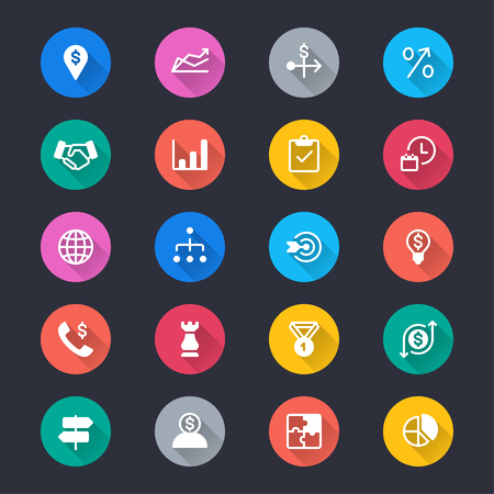 Business simple color iconsのイラスト素材