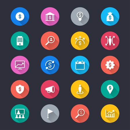 Business simple color iconsのイラスト素材