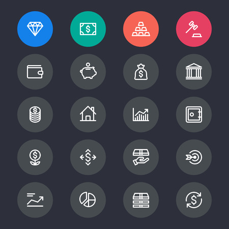 Business and investment line iconsのイラスト素材