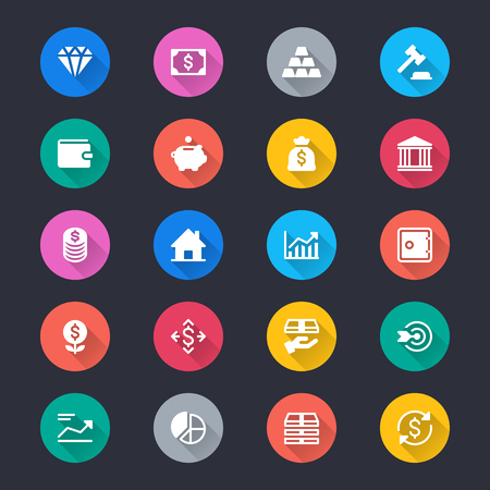 Business and investment simple color iconsのイラスト素材