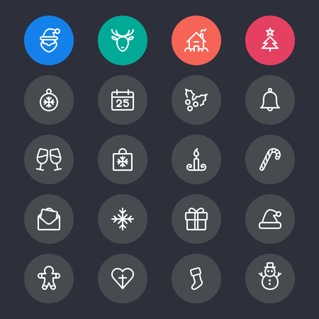Christmas line iconsのイラスト素材