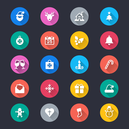 Christmas simple color iconsのイラスト素材