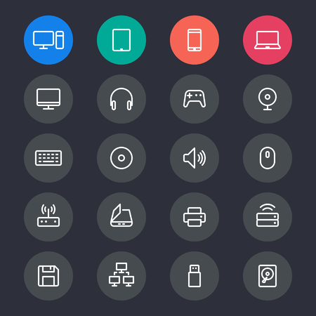 Computer line iconsのイラスト素材
