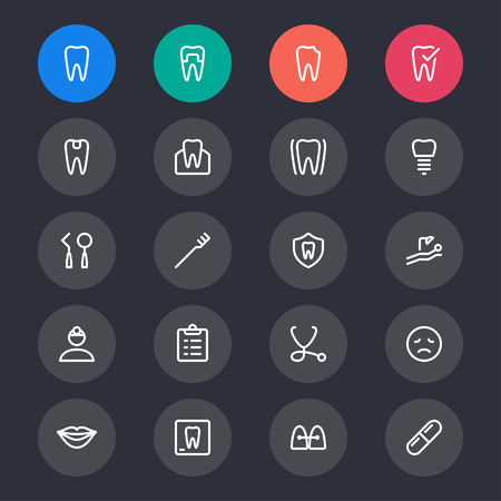 Dental line iconsのイラスト素材