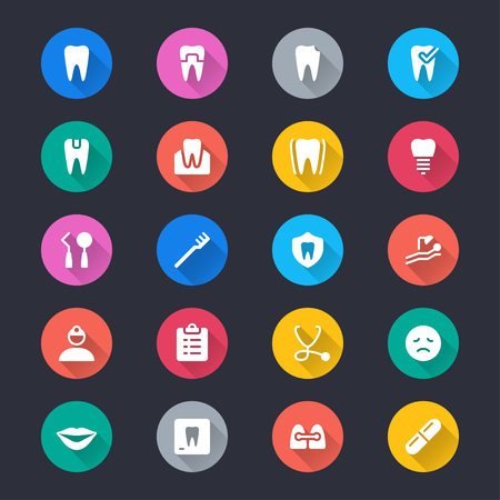 Dental simple color iconsのイラスト素材