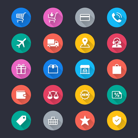E-commerce simple color iconsのイラスト素材