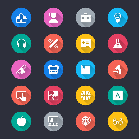 Education simple color iconsのイラスト素材