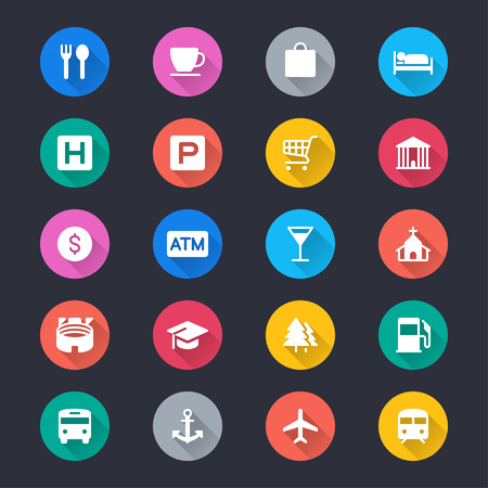 Map and location simple color iconsのイラスト素材