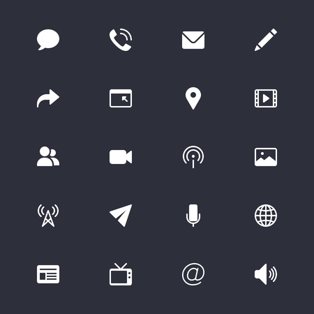 Media and communication simple iconsのイラスト素材