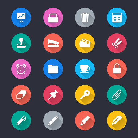 Office supplies simple color iconsのイラスト素材