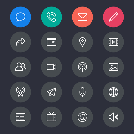 Media and communication line iconsのイラスト素材