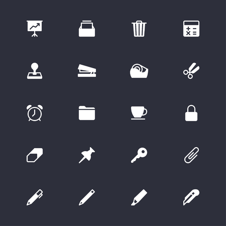 Office supplies simple iconsのイラスト素材