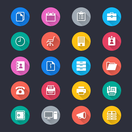 Office supplies simple color iconsのイラスト素材