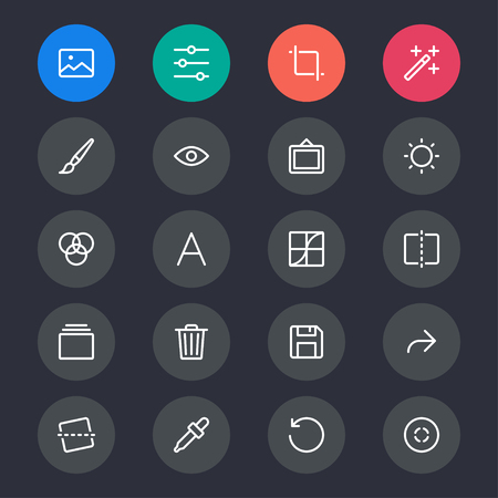 Photography line iconsのイラスト素材