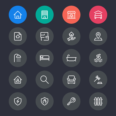 Real estate line iconsのイラスト素材
