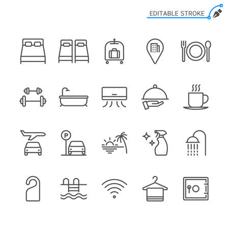 Hotel service line icons. Editable stroke. Pixel perfect.のイラスト素材