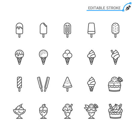 Ice cream line icons. Editable stroke. Pixel perfect.のイラスト素材