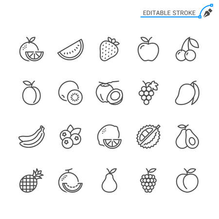 Fruit line icons. Editable stroke. Pixel perfect.のイラスト素材