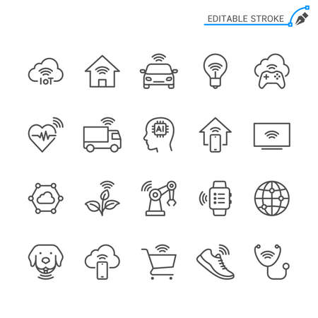 Internet of Things line icons. Editable stroke. Pixel perfect.のイラスト素材